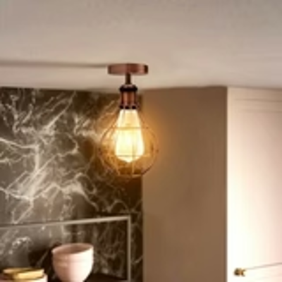 Ceiling wire cage flush mount lampshade